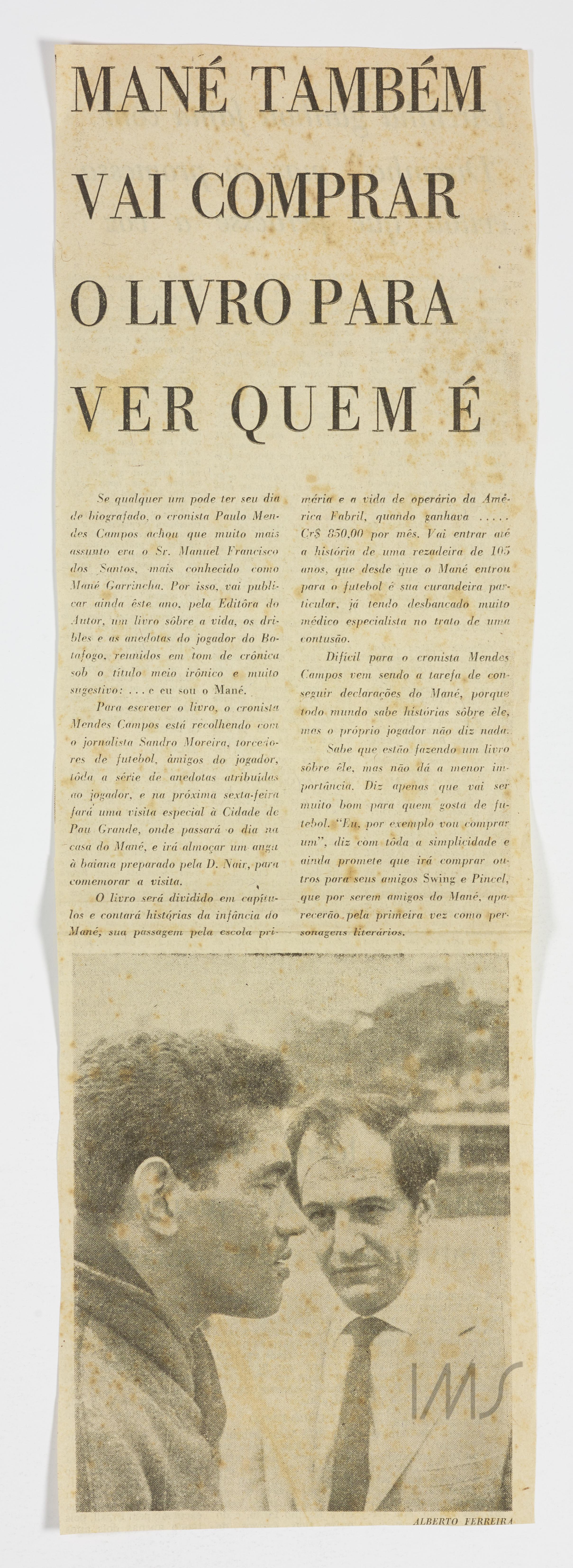 Mané também vai comprar o livro para ver quem é