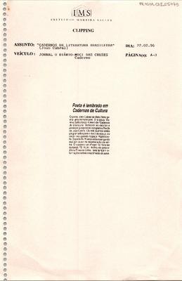 Poeta é lembrado em Cadernos de Cultura