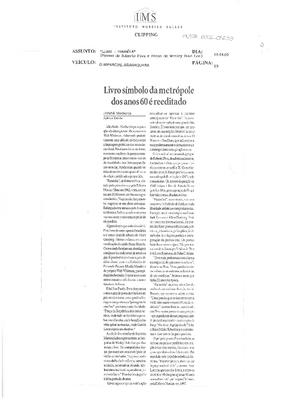 Livro símbolo da metrópole dos anos 60 é reeditado