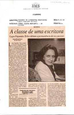A classe de uma escritora: Lygia Fagundes Telles debate a permanência de seu ;sucesso