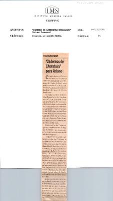 Literatura: "Cadernos de Literatura" para Ariano