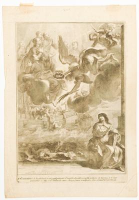 V.V.P. Ignatius de Azevedo Lusit.us, et Socij 39 ad prædicandu Xi evangeliu in Brasiliã missi p Fide occiduntur ab Hæreticis, et in mare proiiciuntur 15. Iulij 1570. Câdem die omnes Martyrij laurea triumphantes á Deo ostendunt.r in Coelo S. Teresiæ. Franciscus Spier inv. et Sculp. Romæ Sup. perm.