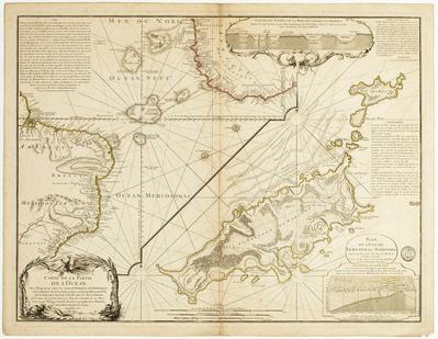 Carte de la Partie de l'Ocean Vers l'Equateur entre les Cotes D'Afrique et D'Amerique Où la Situátion des Isles, Bancs, et Vigies, montrequ'elles peuvent être soit la disposition du fonds de la Mer, entre les deux Continents, soit la cause des varietés observées dans les Courants de ces Mers: Dressée par Philippe Buache Premier Géographe de La Majesté et de l'Academie Royale des Sciences Septembre 1737