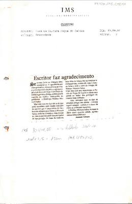 Escritor faz agradecimento