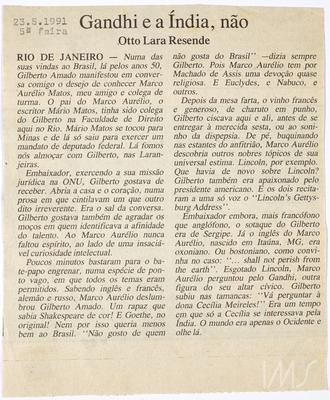 Gandhi e a Índia, não