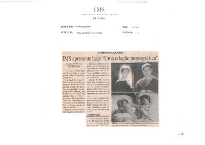 IMS apresenta hoje "Uma Relação Pornográfica"