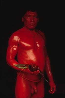 Série Xingu - Cuyaparé com corpo pintado de pasta de urucum