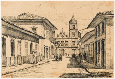 [Vista de uma rua sobre a Igreja do Rosário em São Paulo]