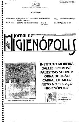 Instituto Moreira Salles promove palestras sobre a obra de João Cabral de ;Melo Neto no "Espaço Higienópolis"