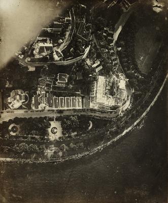 Vista aérea do bairro da Glória, destaque para o Hotel Glória ainda em construção