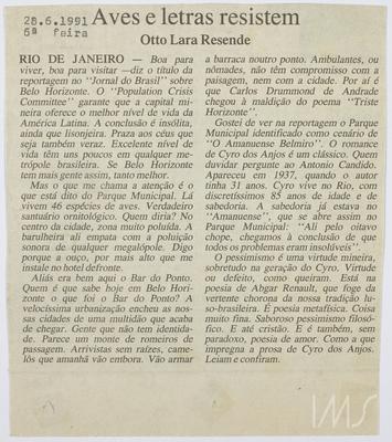 Aves e letras resistem