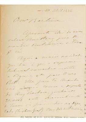 [Carta do Barão de Capanema a João Barbosa Rodrigues, datada de 10 de abril de 1884]