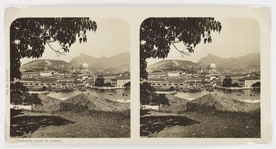 Vista do Mercado e da Igreja da Candelária; a partir da Ilha das Cobras