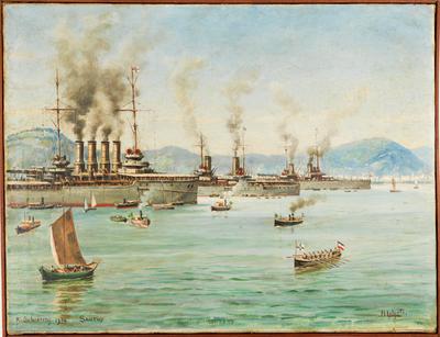 [Três navios de guerra alemães no porto de Santos]