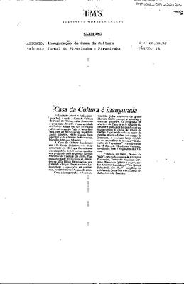 Casa da Cultura é inaugurada