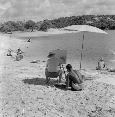 José Pancetti pintando na lagoa de Abaeté