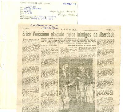 Erico Verissimo atacado pelos inimigos da liberdade