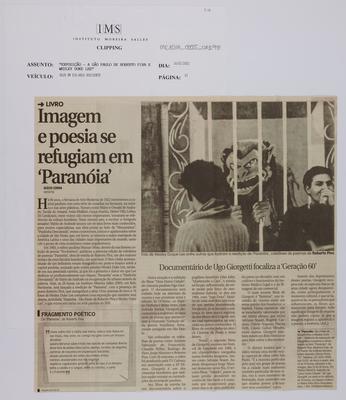 Livro: Imagem e poesia se refugiam em 'Paranóia'