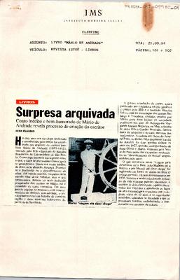 Surpresa arquivada: Conto inédito e bem-humorado de Mário de ;Andrade revela processo de criação do escritor