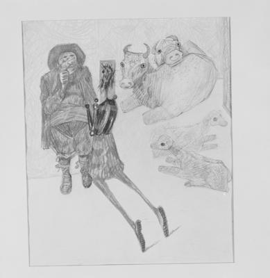 Série Dom Quixote de Cândido Portinari - Sancho Pança atende ao chamado de Dom Quixote