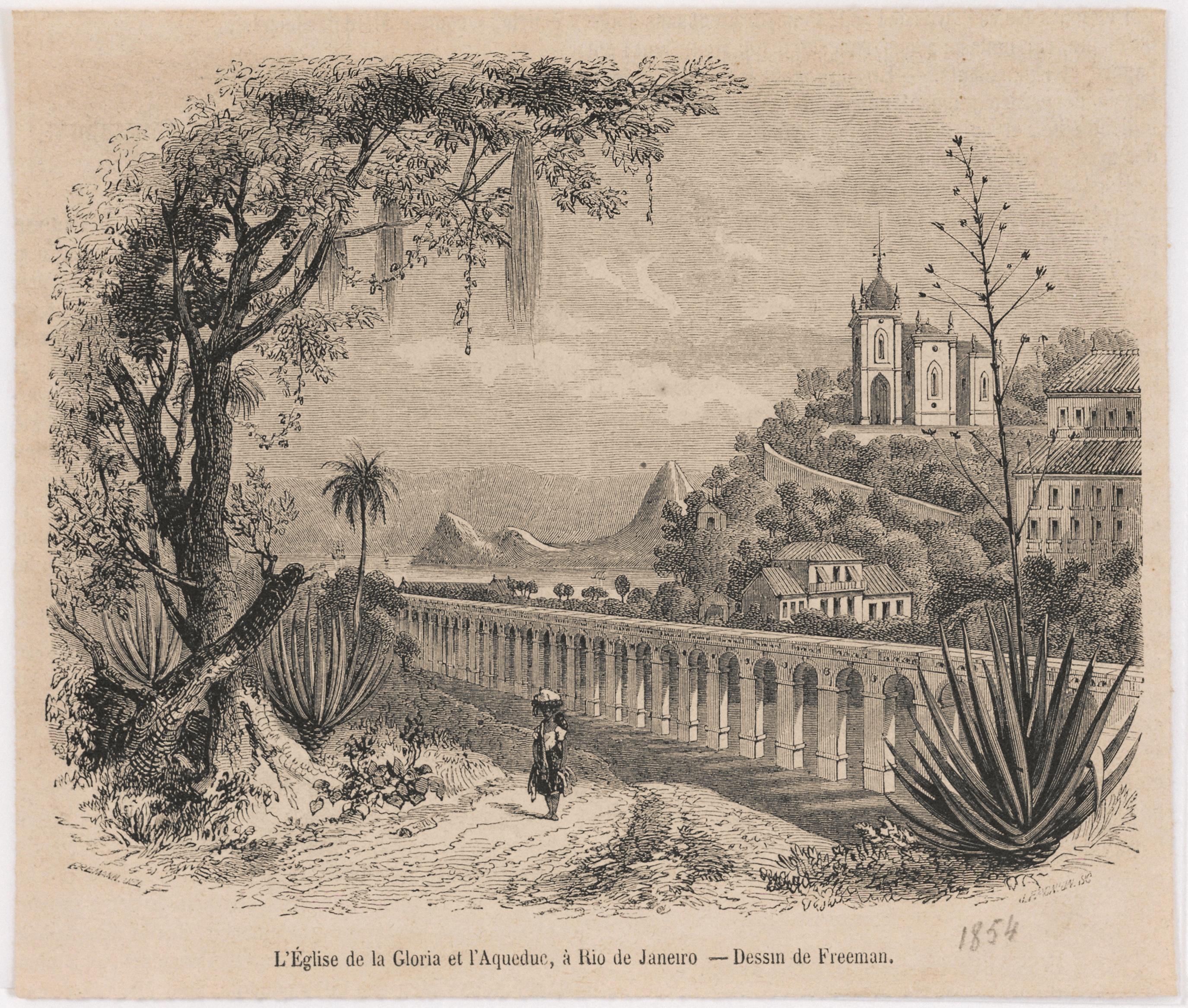 L'Église de la Gloire et l'Aqueduc, à Rio de Janeiro - Dessin de Freeman