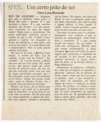 Um certo jeito de ser