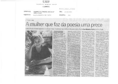 A mulher que faz da poesia uma prece