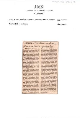 Chanceler reafirma esforço para ampliar exportações