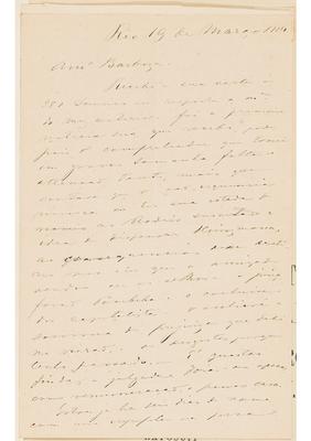 [Carta do Barão de Capanema a João Barbosa Rodrigues, escrita no Rio de Janeiro em 19 de março de 1884]