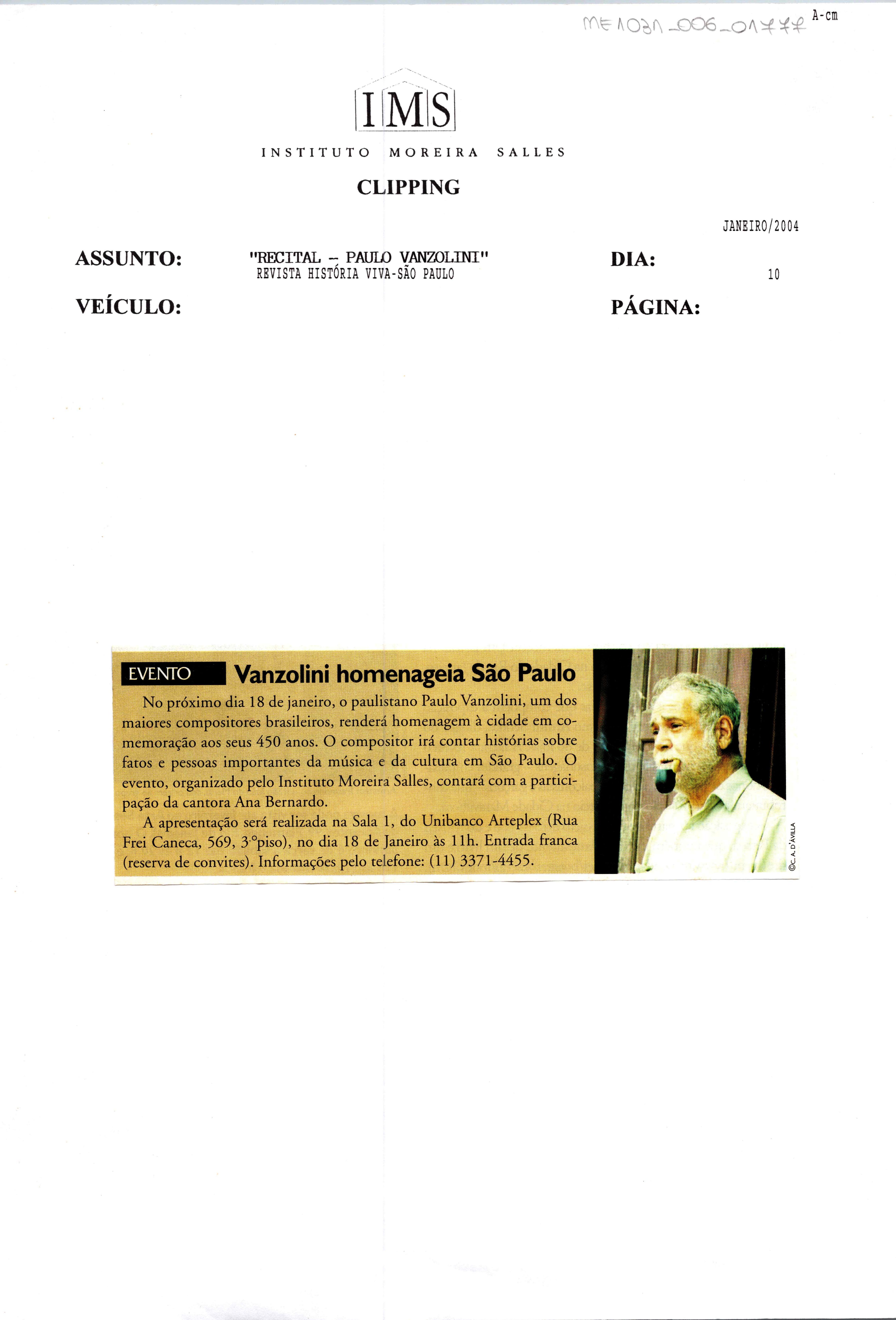 Evento: Vanzoline homenageia São Paulo