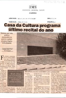 Casa da Cultura programa último recital do ano