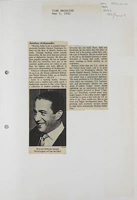 Nota sobre as críticas do senador Domingos Velasco a Walther Moreira Salles