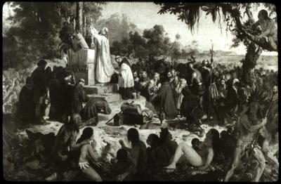 "A primeira missa no Brasil" (reprodução de pintura)