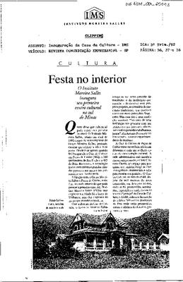 CULTURA - Festa no interior: O Instituto Moreira Salles inaugura seu primeiro ce-;ntro cultural no sul de Minas