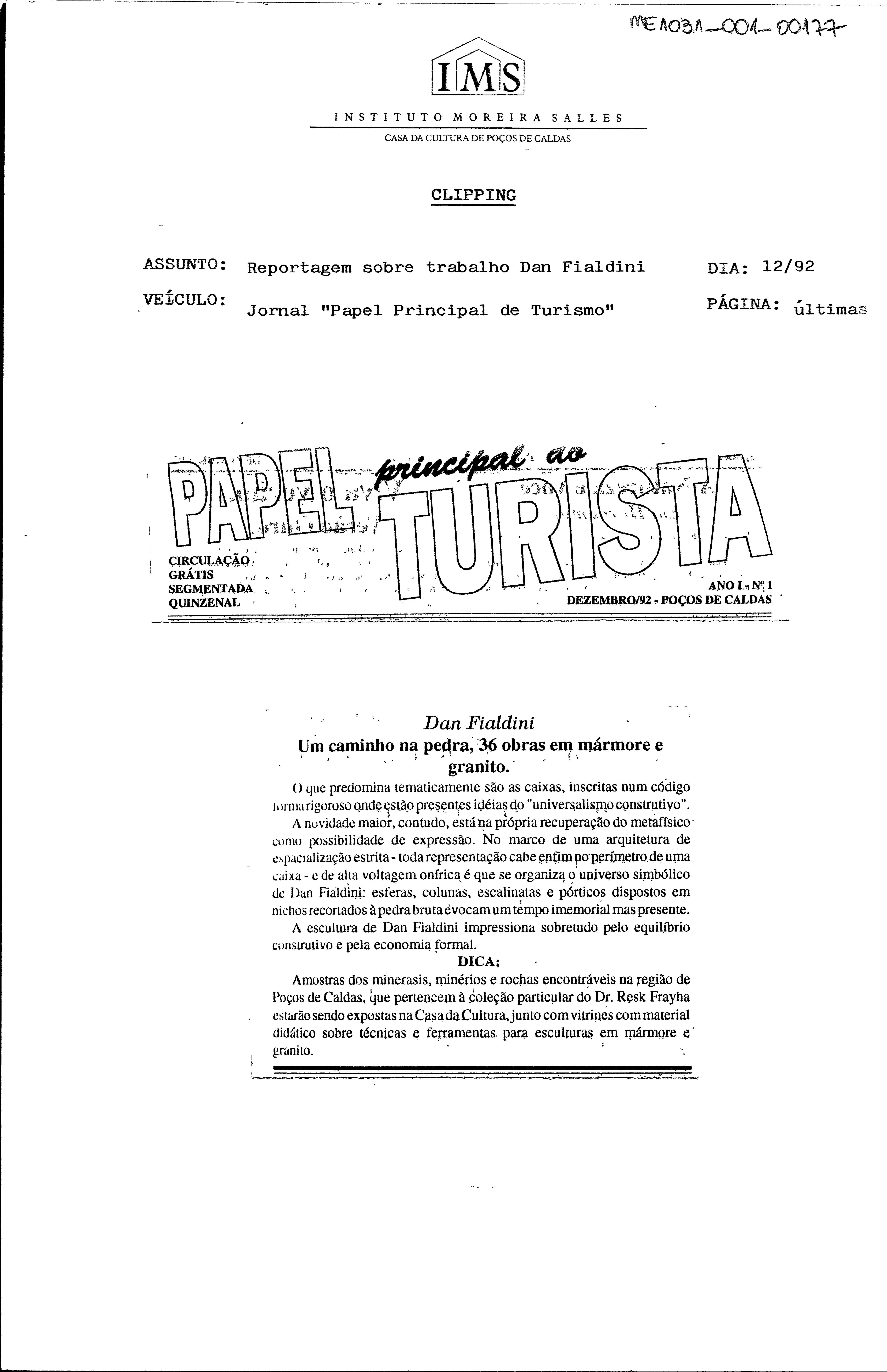 Dan Fialdini: Um caminho na pedra, 36 obras em mármore e granito