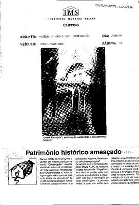 Patrimônio histórico ameaçado
