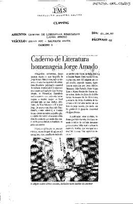 Caderno de Literatura homenageia Jorge Amado