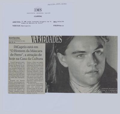 DiCaprio está em ''O Homem da Máscara de Ferro", a atração de hoje na Casa de ;Cultura