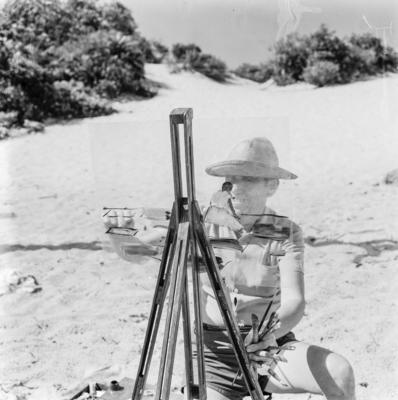 José Pancetti pintando na lagoa de Abaeté