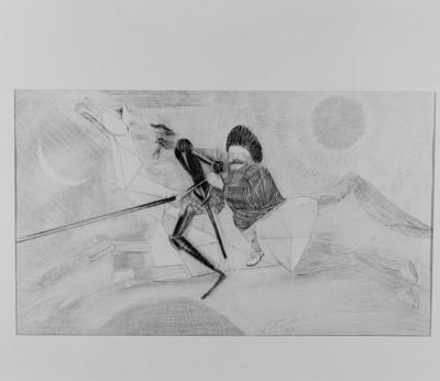 Série Dom Quixote de Cândido Portinari - Dom Quixote e Sancho Pança no cavalo-de-pau