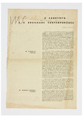 O arquiteto e a sociedade contemporânea