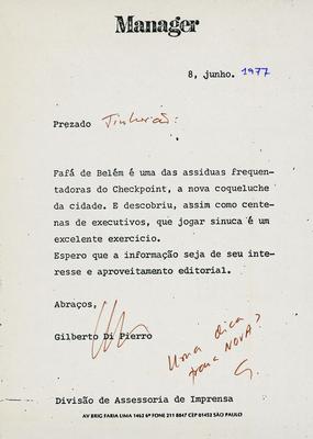 Fafá de Belém (correspondência - sinuca)