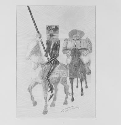Série Dom Quixote de Cândido Portinari - Dom Quixote e Sancho Pança saindo para suas aventuras.