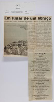 Em lugar de um abraço: A influência de Ferreira levou Celso Borges a escrever ;um poema-homenagem