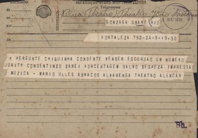 Correspondência acerca de direitos autorais acerca da peça teatral Jurity.