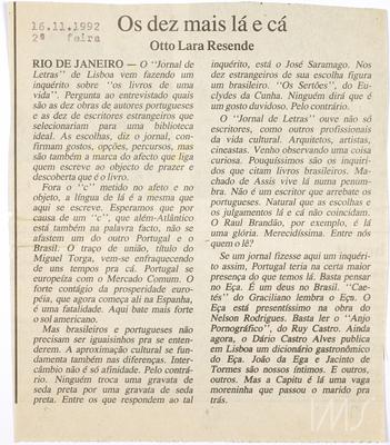 Os dez mais lá e cá