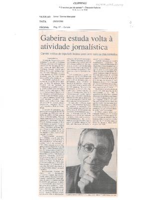 Gabeira estuda volta à atividade jornalística