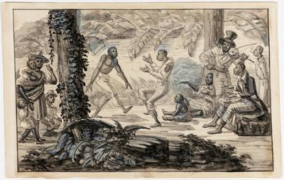 [Danse de Nègres Musiciens jouant les instruments de leur pays.]