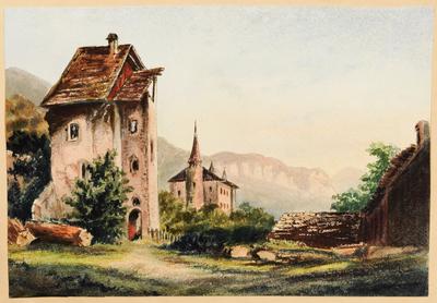 [Paisagem européia com duas edificações]