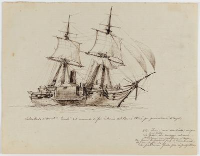 Sulla Rada s' Montº. "Ercole" nel momento di far ritorno dal Barco "Chico" per prossedersi d'acqua